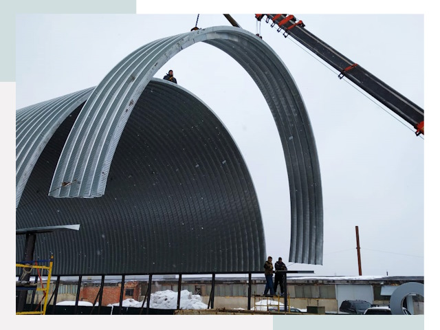 Полукруглые ангары в Владимире